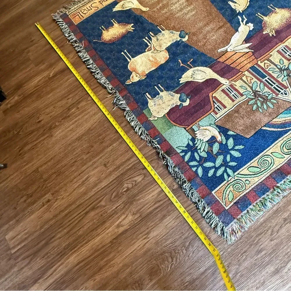 Vintage The Rug Barn Beth Yarbrough Woven Tapestry Blanket Bless Us All